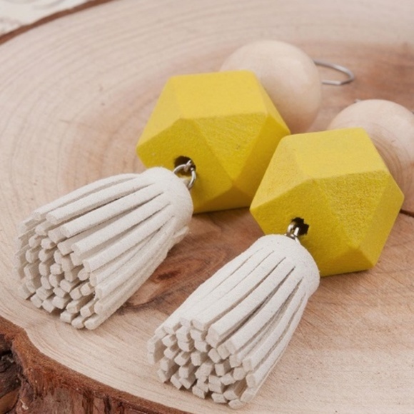 Hot 2019 Jumbo Cube Sunny Velvet Tassel Earrings - Picture 3 of 6